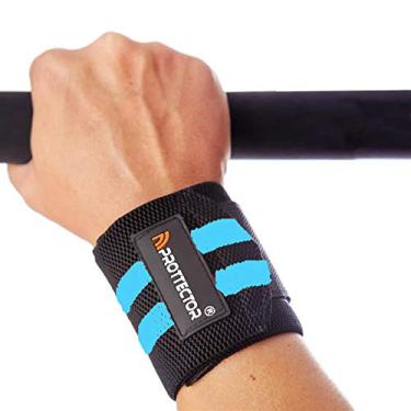Imagem de PROTTECTOR 0026.U/A. Faixa Elástica Munhequeira - Treino Crossfit, U, Preta/Azul