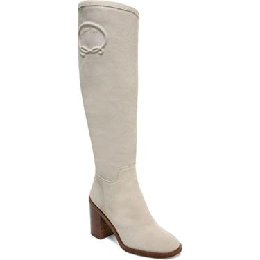 Imagem de Franco Sarto Bota feminina de cano alto com rebite em L, Camurça cinza claro de neblina, 5.5