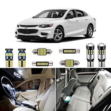 Imagem de AUTOGINE Kit de luzes LED interiores brancas de 12 peças para Chevrolet Chevy Malibu 2013 2014 2015 2016 2017 2018 2019 2020 Super Bright 6000 K Pacote de lâmpadas de LED interiores + ferramenta de instalação