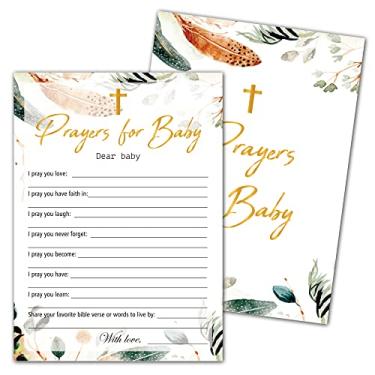 Imagem de Cartões de oração de batismo de bebês - Orações para cartões de bebê - Vegetação floral Cartões de batismo para bebê menina menino irmão ou irmã cristão - Jogo de desejo de chá de bebê - Cartas de anel de bênção - 30 cartas de jogo (01)