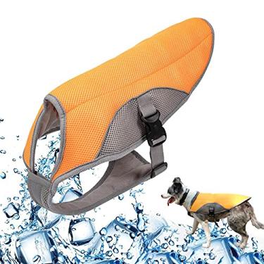 Imagem de Yajun Colete refrescante para cães Arnês de verão evitar acidente vascular cerebral jaqueta leve de camada tripla para treinamento de caminhadas ao ar livre, laranja, P (busto 40
