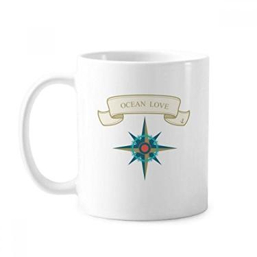 Imagem de Caneca com estampa de bússola Ocean Love Sea Sailing Compass cerâmica xícara de café porcelana louça
