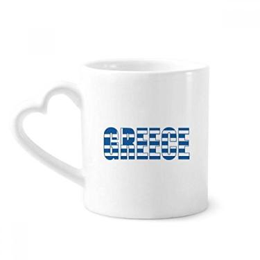 Imagem de Caneca com nome da bandeira do país da Grécia Caneca de café cerâmica copo de coração de vidro