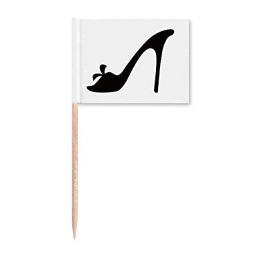 Imagem de Salto alto preto padrão floral contorno palito bandeiras marcador decoração de festa