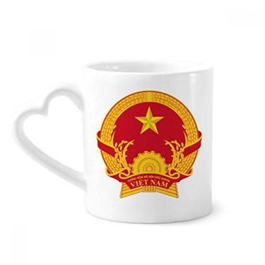 Imagem de Caneca com emblema nacional da Ásia do Vietnã Caneca de café cerâmica copo de coração de vidro