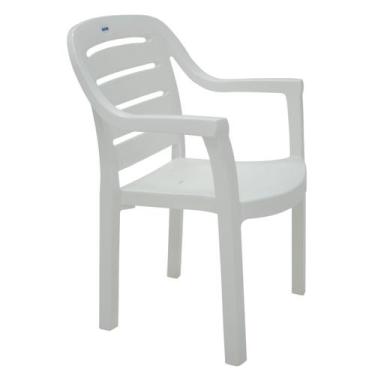 Imagem de Cadeira Tramontina Miami Branco Com Braços Encosto Horizontal Em Polip