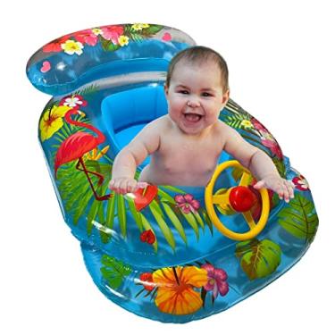 Imagem de Boia infantil para bebês de 6 a 48 meses. Boia com direção e encosto alto. Neném, piscina, praia. (Azul)