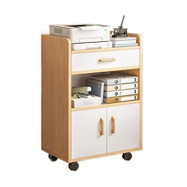 Imagem de KIZQYN Suporte de impressora Prateleira de suporte de impressão de mesa armário pequeno armário de estante curto com porta parede do chão ao teto estante móvel com rodas impressora de mesa (cor: D)