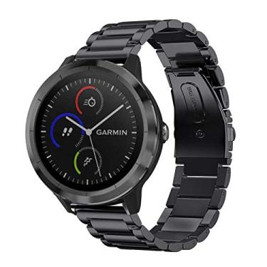 Imagem de Fintie Bandas de Metal de 20 Mm Compatíveis com Garmin Vivoactive 5/Vivoactive 3/3 Music/Venu Sq/Venu 2 Plus/Forerunner 245/645, Samsung Galaxy Watch 42Mm/Watch 3 41Mm/Active 2 1, Preto
