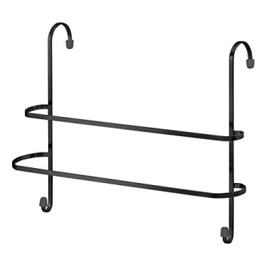 Imagem de Porta Toalha Duplo com 02 Ganchos Toalheiro Preto Suporte para Box Sem Furo
