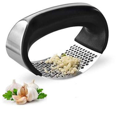 Imagem de Aibecy Prensa de alho Alça Prensa de alho Rocker Descascador de alho em aço inoxidável Utensílios de cozinha para máquina de lavar louça