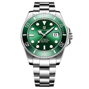 Imagem de Relógios masculinos clássicos Pagani Design em aço inoxidável, movimento mecânico automático japonês, à prova d'água, verde, Verde