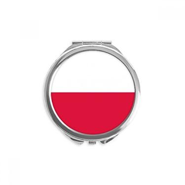 Imagem de Bandeira Nacional da Polônia com Padrão de Símbolo Europeu, Espelho Redondo Portátil para Maquiagem