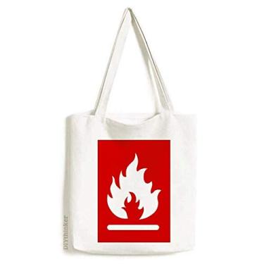 Imagem de Bolsa de lona com estampa quadrada vermelha fogo e estampa de aviso