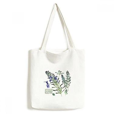 Imagem de Bolsa de lona roxa lavanda flor aquarela bolsa de compras casual bolsa de compras
