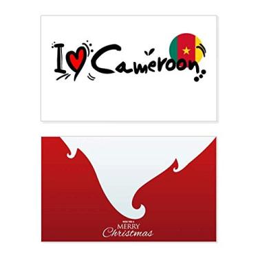 Imagem de I Love Cameroon Bandeira com a palavra Love Heart Ilustration Holiday Merry Christmas Cartões de parabéns Mensagem de Natal