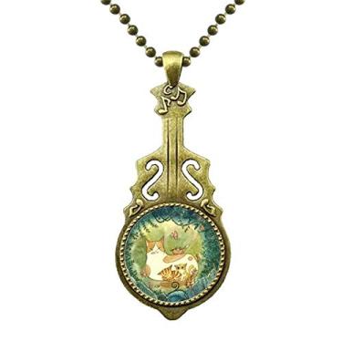 Imagem de DIYthinker Miaoji Colar fantasia família gato pintura antiga joia música pingente