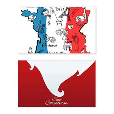 Imagem de Mapa da cidade com a bandeira nacional da França, feriado, feriado, cartão de felicitações, mensagem de Natal