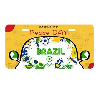 Imagem de DIYthinker Placa de licença cultural, futebol do Brasil, etiqueta decoração de carro, dia da paz