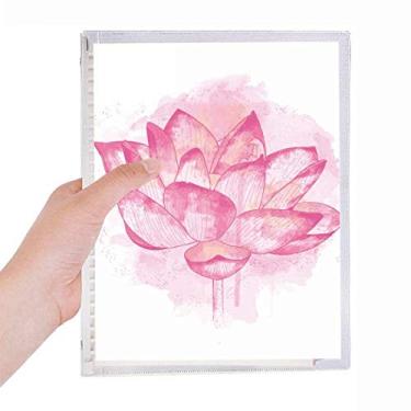 Imagem de Caderno de plantas de flor de lótus em aquarela rosa com folhas soltas e diário recarregável