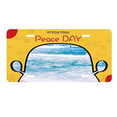 Imagem de DIYthinker Placa de carro com imagem da natureza da ciência da água do oceano, decoração de carro, dia da paz