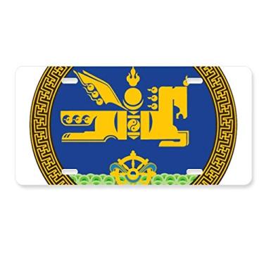 Imagem de DIYthinker Placa de licença da Mongólia com emblema nacional de aço inoxidável para decoração de automóveis