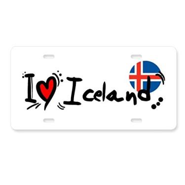 Imagem de DIYthinker I Love Iceland Bandeira da Palavra Love Heart Ilustration Placa de licença Decoração de carro Acessório de aço inoxidável