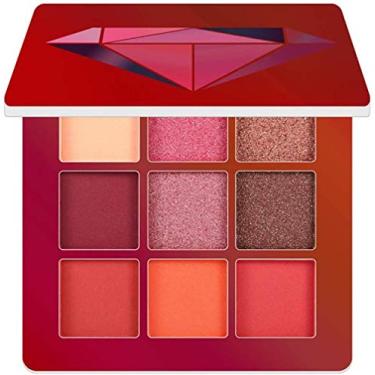 Imagem de JWCN Paleta de sombras de 9 cores multireflexiva fosca cintilante glitter profissional de alta pigmentação paleta de maquiagem - atualização vermelha