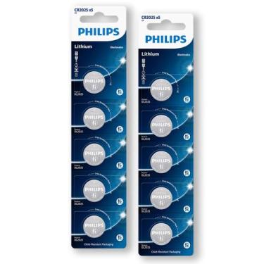 Imagem de 10 Baterias Pilha Cr2025 3V Philips Moeda 2 Cartelas - Phillips