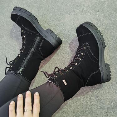 Imagem de Bota Alice Peluciada Lã Pelinhos Coturno Feminino Forrado