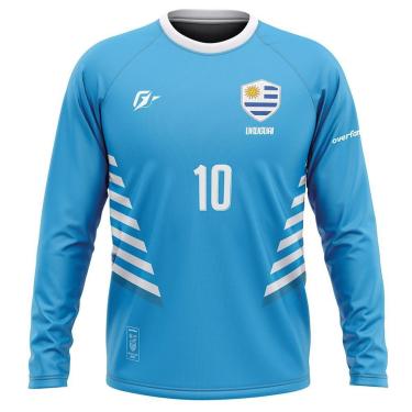 Imagem de Camiseta Manga Longa Filtro UV Uruguai Celeste Dourado-Masculino