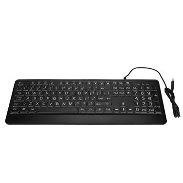 Imagem de Teclado USB Com Letras Grandes Com Retroiluminação Por LED Branco,Teclado Retroiluminado Com Letras Grandes, Teclado De Membrana Silencioso De 104 Teclas Para Jogos Ou Escritório, Ergonômico Silencio