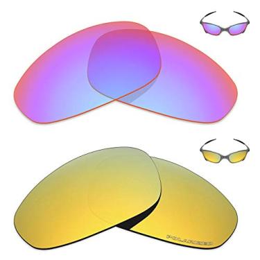 Imagem de Mryok+ 2 pares de lentes polarizadas de substituição para óculos de sol Oakley Juliet – rosa cobalto/ouro 24K