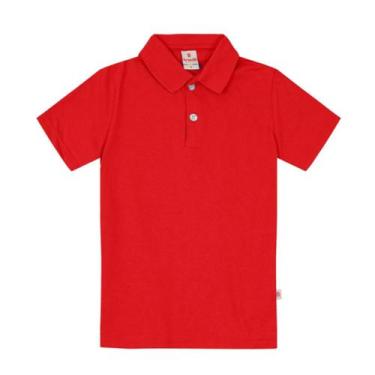 Imagem de Camiseta Gola Polo Infantil 100% Algodão Vermelha Brandili
