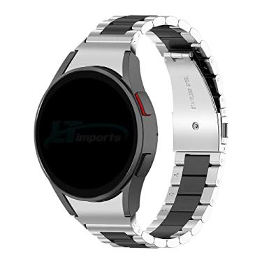 Imagem de Pulseira Metal Aço 3 Elos LTIMPORTS compatível com Galaxy Watch 7/6/6 Classic/5/5 Pro/4/4 Classic e Galaxy Watch FE (Prata/Preto)