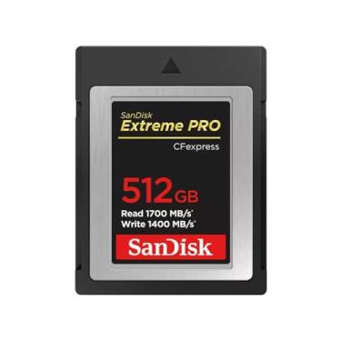 Imagem de SanDisk Cartão de memória Extreme PRO 512 GB CFexpress Type-B, leitura de 1700 MB/s, gravação de 1400 MB/s