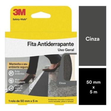 Imagem de Fita Antiderrapante Safety Walk Piso Escada 50mmx5m Cinza 3M