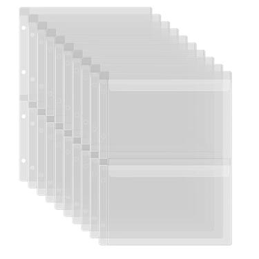 Imagem de BAOFALI Pacote com 10 bolsos de plástico A4, pastas de PVC impermeáveis com 4 furos, sacos de folhas soltas para orçamento, inserções de planejador, foto, documento, organizador de contas de