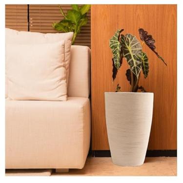 Imagem de VASO POLIETILENO CONE GRAFIATO REDONDO P/PLANTAS E JARDINS DECORATIVO (AREIA)