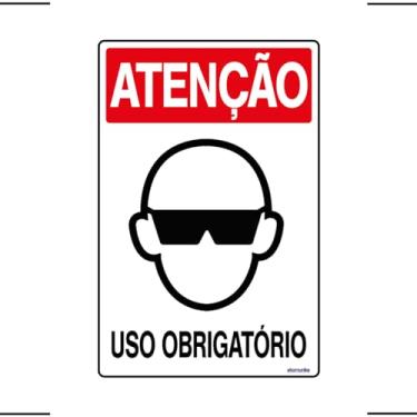 Imagem de Placa De Sinalização Atenção Óculos Uso Obrigatório 20x30 Ekomunike - S-202 F9e