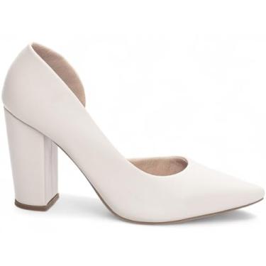 Imagem de Torricella, Sapato Scarpin Salto Médio Alto Grosso Aberto 8,5cm Torricella Cor:Branco;Tamanho:38