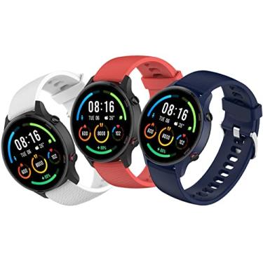Imagem de Z.DuDuZAZA Pulseiras compatíveis com Xiaomi Mi Watch Sport Color/Xiaomi Watch S1/S1 Active [pacote com 3] Pulseira de substituição para smartwatch Mi para mulheres e homens, pulseira esportiva de