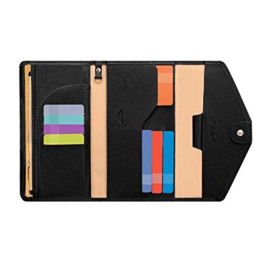 Imagem de ZOPPEN Carteira de viagem multiuso com bloqueio de RFID para passaporte Porta-cartão de vacina e passaporte, combo organizador de documentos com três dobras, essenciais para viagem, #1 Preto, One Size