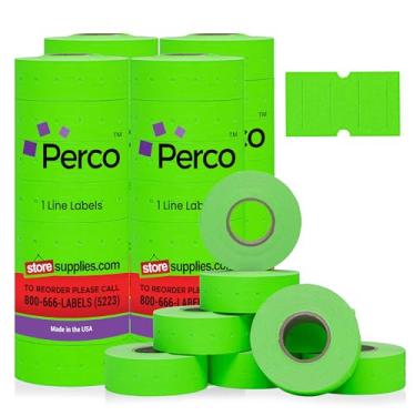 Imagem de Perco Etiquetas de 1 linha – 4 mangas, 32.000 etiquetas de preço em branco para pistolas Perco 1 linha de preço e data (Perco 1 linha "verde", 4 mangas)