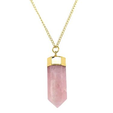 Imagem de American Coin Treasures Colar banhado a ouro com ponta de lápis de quartzo rosa, Zinco, Quartzo