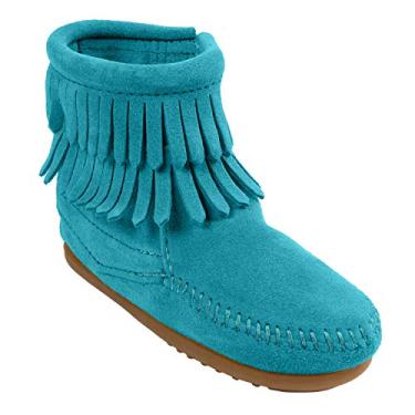 Imagem de Minnetonka Bota infantil com zíper lateral com franjas duplas, Turquesa, 13 Little Kid