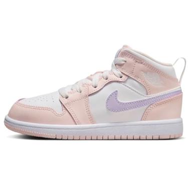 Imagem de Nike Tênis infantil unissex Jordan 1 Mid Little, Rosa Lavado/Violeta Frost-White, 2.5 Little Kid