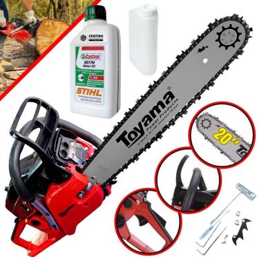Imagem de Motosserra Motorserra Profissional Toyama TCS58FG2 Á Gasolina 2T 55cc 3,2HP de Potência Robusta e de Alta Performance + ÓLEO STIHL 2T