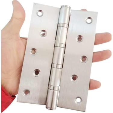 Imagem de Dobradiças de porta resistentes, dobradiças de rolamento de esferas de aço inoxidável, dobradiça de porta de 12 cm para portas internas e externas, cantos quadrados, porta de madeira resistente com