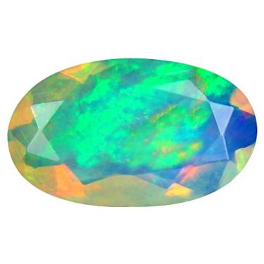Imagem de 1,11 ct AAA+ Qualidade da pedra preciosa corte oval (11 x 7 mm) opala arco-íris não aquecida genuína e extraída da pedra preciosa solta da Terra